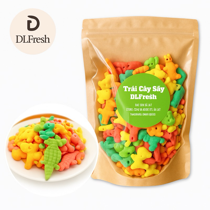 Kẹo Dẻo Trái Cây Hình Thú DLFresh – Nhiều Màu Sắc Ngộ Nghĩnh | Đặc Sản Đà Lạt Cho Bé