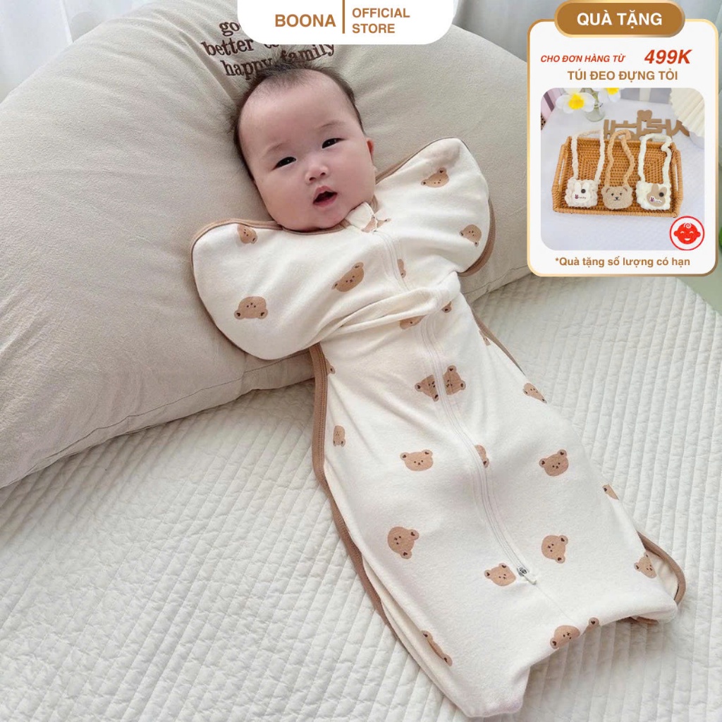 Nhộng chũn cho bé sơ sinh Boona, Koala, Buny làm từ chất vải Cotton co giãn 4 chiều giúp bé ngủ ngon