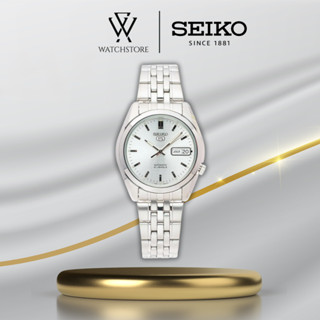 Đồng Hồ Cơ Nam Seiko 5 SNK355K1 Màu Trắng Dây Kim Loại Không Gỉ Kính Khoáng 38mm Kháng Nước Chính Hãng