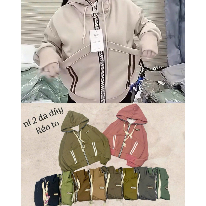 Áo khoác 2 da Hàn form dài dây kéo to