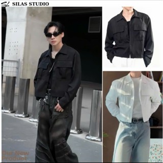 (New Item) Sơmi Silas Túi Hộp Form Boxy Tay Dài Cotton Chéo Menswear Cổ Bẻ Thoáng Mát
