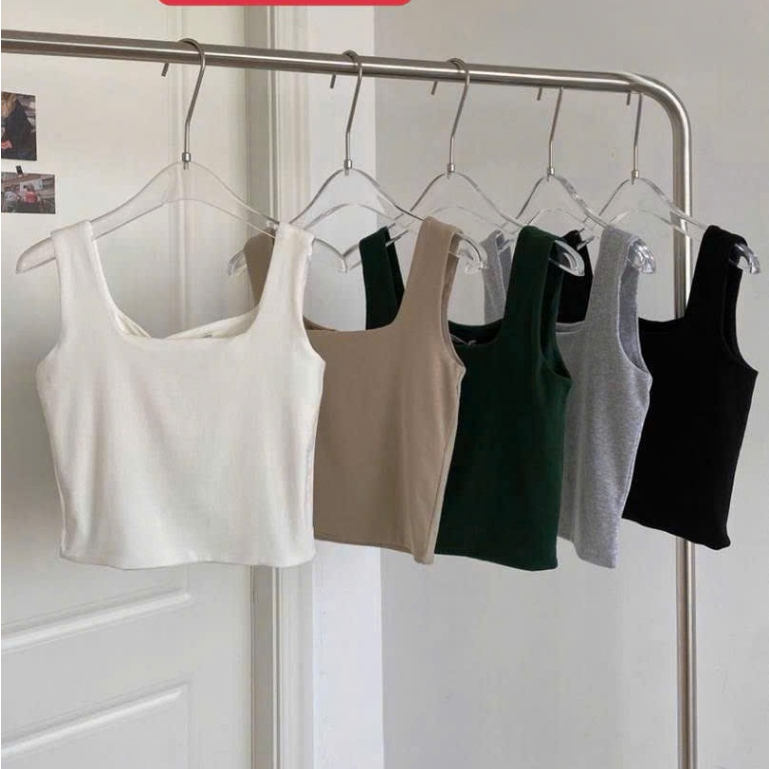 Áo thun 2 dây June crop dây bản to trơn XONXEN TAMKY mã 504026