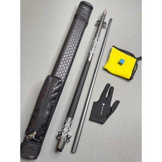 [FULL PHỤ KIỆN] Cơ Bida Ruby Xám Cao Cấp, Gậy Bida Phủ Carbon, Tay Cầm Nhám Chắc Chắn