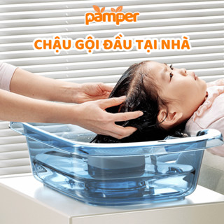 Thau Gội Đầu PAMPER Tại Giường Cho Bà Bầu, Trẻ Em, Chậu Gội Đầu Tại Nhà Có Ống Thoát Nước, Đệm Mềm