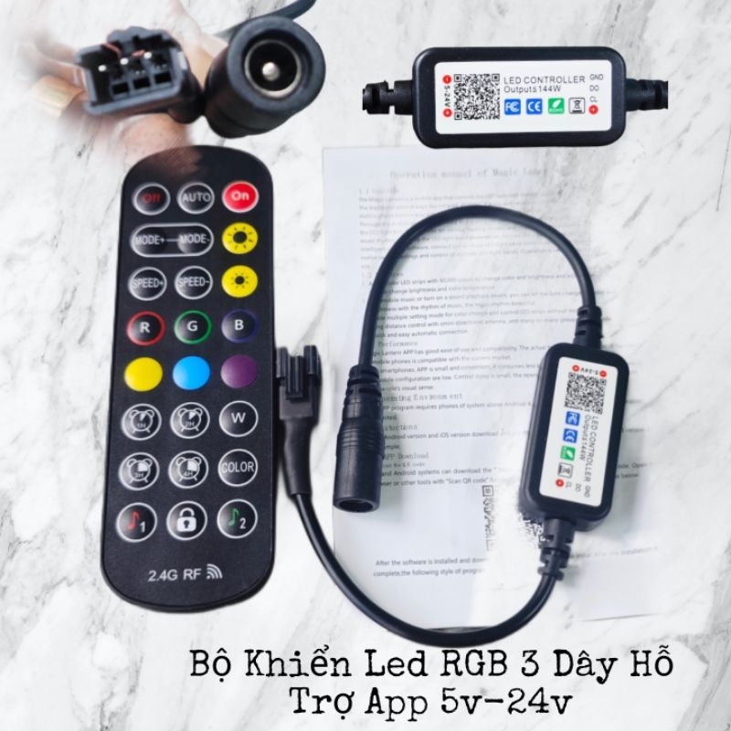 Module Khiển Led RGB Cảm Biến Âm Thanh 3 Dây Hỗ Trợ App 5v-24v