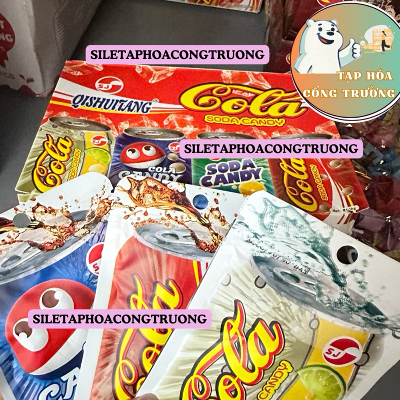 Hộp 30 gói kẹo ngậm coca fanta soda mix vị 4 loại , kẹo xê coca fanta 4 vị túi zip sỉ đồ ăn vặt