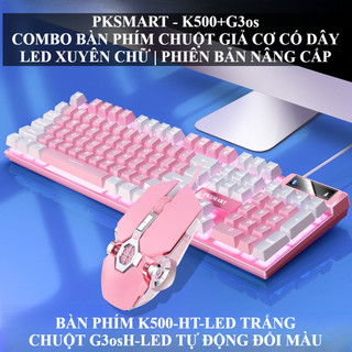  Bàn Phím Và Chuột Có Dây PKSMART K500+G3os LED Xuyên Chữ Sử Dụng Cho Máy Tính Laptop Có Nhiều Màu Trắng Hồng Đen Xanh 