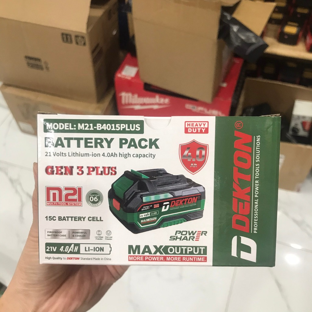 Pin Dekton 21V Max 4.0Ah mã M21-B4015plus, dòng xả 75a