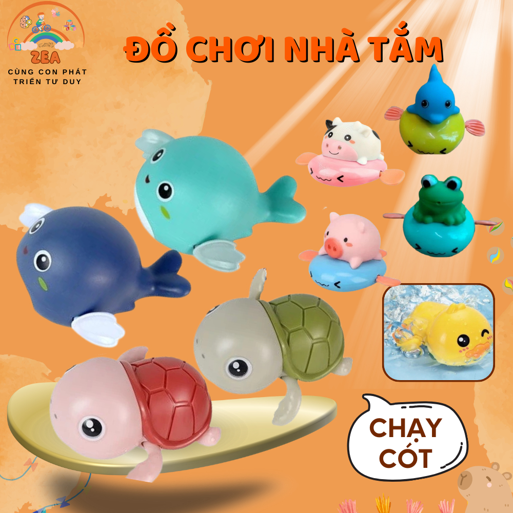 Đồ chơi nhà tắm. Đồ chơi con rùa, con cua, con vịt, cá heo thả bồn tắm vui nhộn cho bé