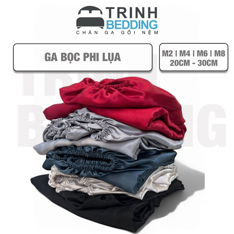 GA Bọc Nệm Phi Lụa Mát Giường Đơn, Giường Đôi 1M2|1M4|M6|M8| Nệm 20CM| 30CM Trinh bedding