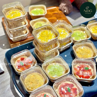 100 Hộp Giấy Kraft Vuông Nhỏ NDG – Kèm Nắp Trong, Nướng Trực Tiếp, Đựng Bánh Tart, Bánh Kem [E8552]