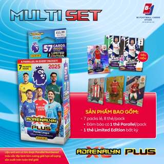  Hộp Thẻ Multiset - Panini Adrenalyn XL PLUS Premier League 2025 - Thẻ Cầu Thủ Bóng Đá Chính Hãng 