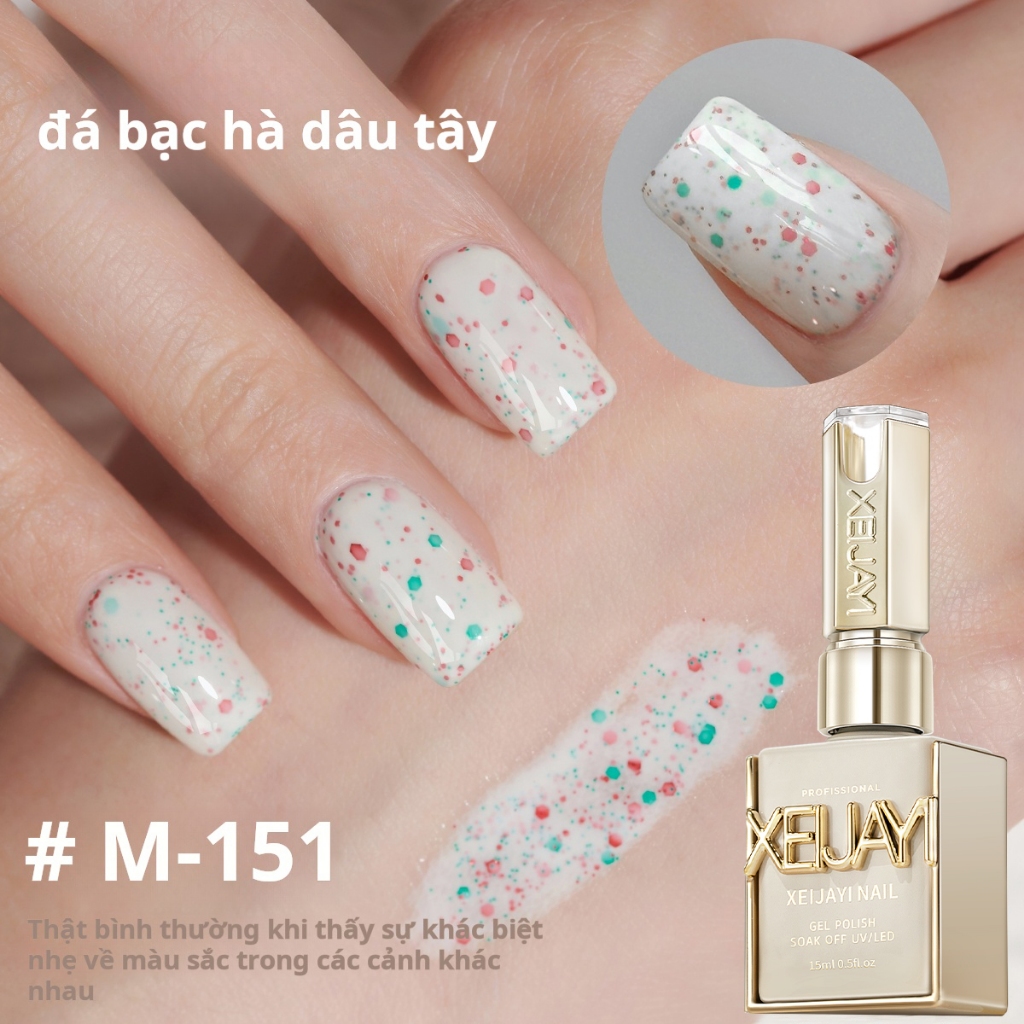  XEIJAYI 15ml--M151 sơn móng tay màu trắng sữa mới mùa hè bóng thích hợp cho việc làm móng tay DIY 