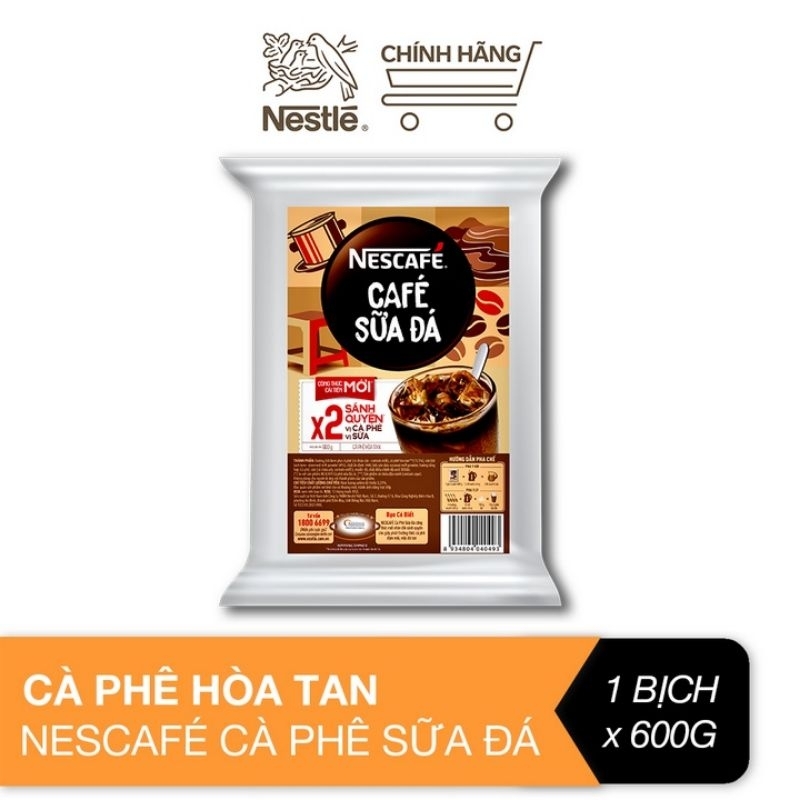 Nescafe cà phê sữa đá 600g pha chế tiện lợi