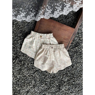   Hàng Chính Chủ  Quần Short Lưng Thun Cho Bé Gái Chất Linen Tone Hoa Vintage Siêu Xinh 