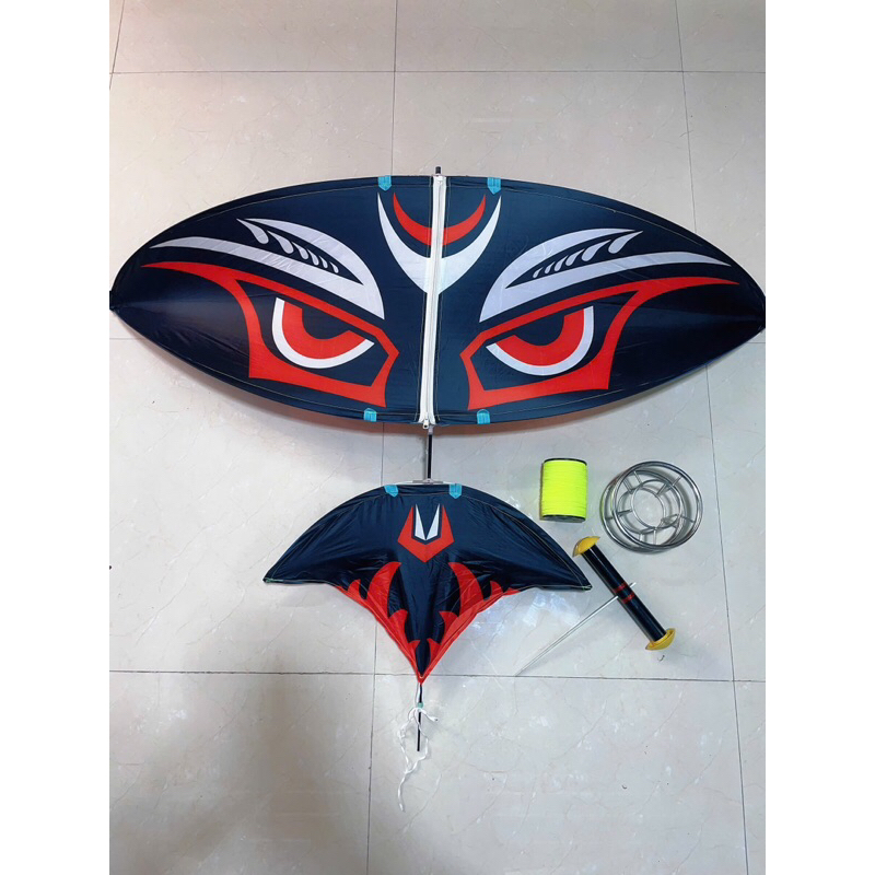 Diều lắp ghép 1m5 mắt cú đỏ đen khung cacbon hình sắc nét