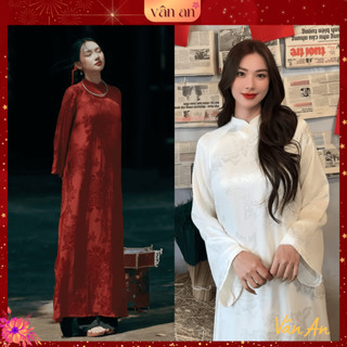   VÂN AN  Áo Dài KIM TRÀ - Cách Tân Dáng Suông Thiết Kế 4 Tà - Chất Liệu Tơ Thêu Hoạ Tiết Hoa Trà -  SẴN HÀNG  