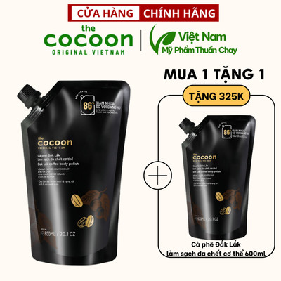 [MUA 1 TẶNG 1] Tẩy da chết cơ thể body cà phê cocoon 600ml Túi Refill Big size