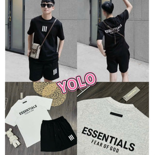 Bộ Quần Áo Nam Essen.tial In Cao Su Đúc Chất Liệu Cao Cấp Set Bộ Cotton Form Rộng Thoáng Mát Năng Động Boy Phố