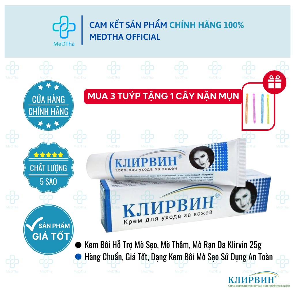 Kem Mờ Sẹo, Mờ Thâm, Rạn Da Klirvin 25g [Chính Hãng Của Nga]