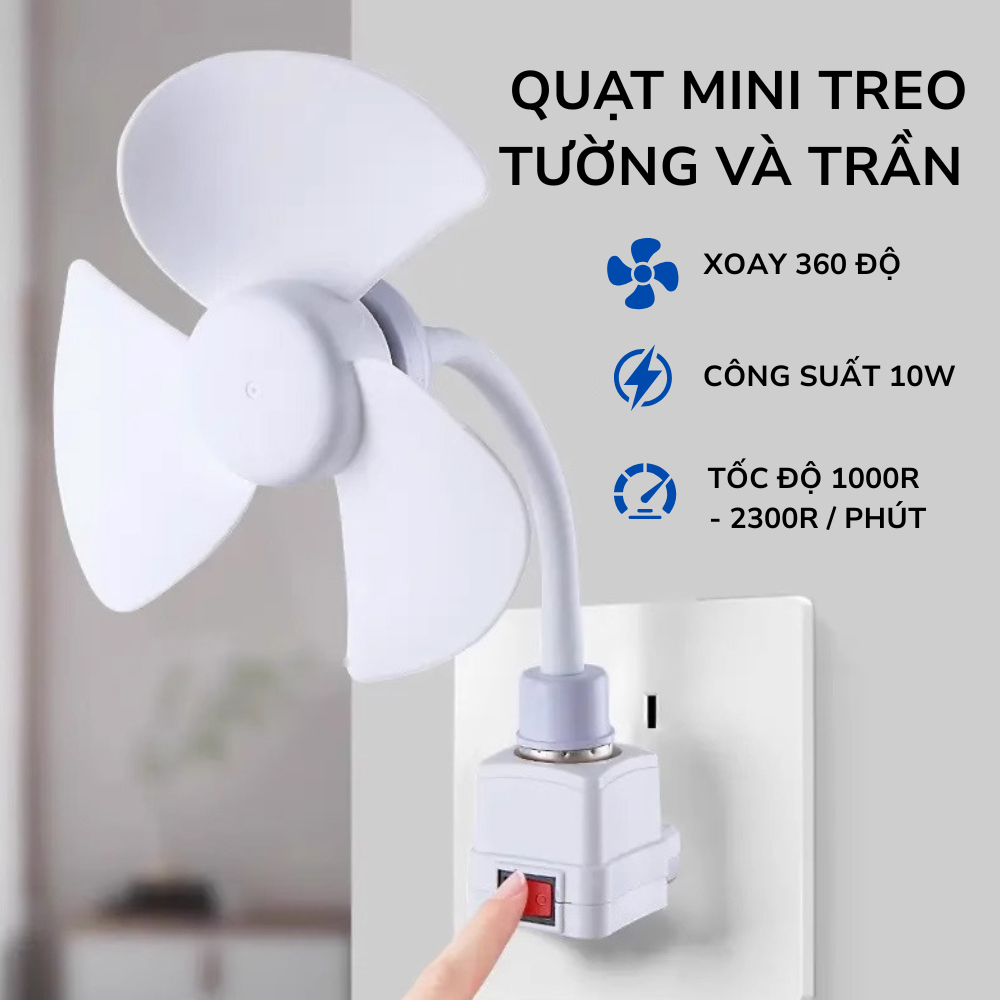 Quạt lắp đui đèn, Quạt gắn đui bóng đèn đa năng chạy êm và mát.