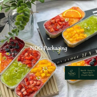  50 Hộp nhựa dài đựng panna cotta XY599 - Hộp nhựa cứng đựng bánh kem bánh lạnh tiramisu mousse 