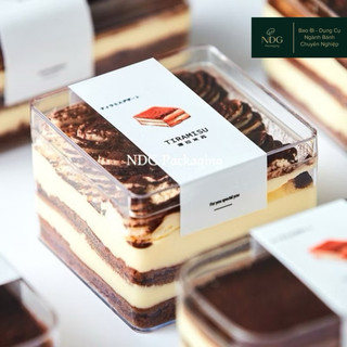  Set 5 Cốc Nhựa Mica Vuông kèm nắp 400ml Đựng Bánh Douyin Bánh Lạnh Mousse Tiramisu Cookie Quà Tặng  9560  