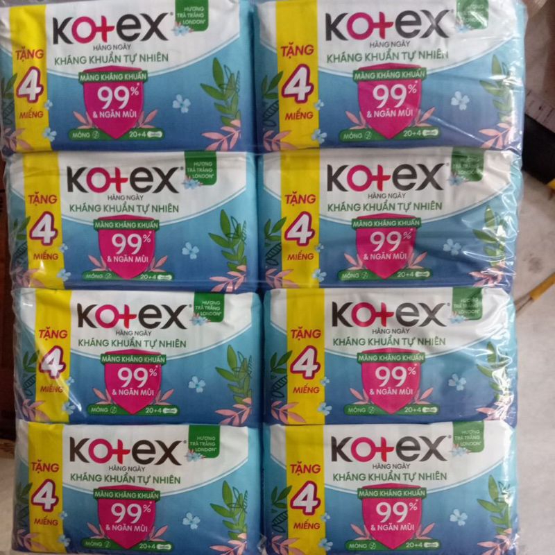 BVS Kotex hằng ngày 20miếng, băng vệ sinh Kotex hằng ngày kháng khuẩn 20 miếng