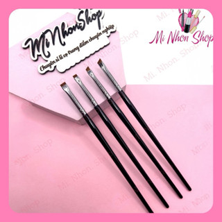 [MNS] Set 4 cọ dẹt mảnh cán dài tém mày , kẻ mắt, vẽ bọng, mở góc đầu xéo và đầu ngang mới về -