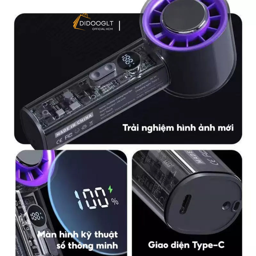 Quạt Tích Điện Cầm Tay Có Sò Lạnh F331B - Quạt Điều Hoà Mini Có 100 Chế Độ Gió (DIDOOGLT) | BigBuy360 - bigbuy360.vn