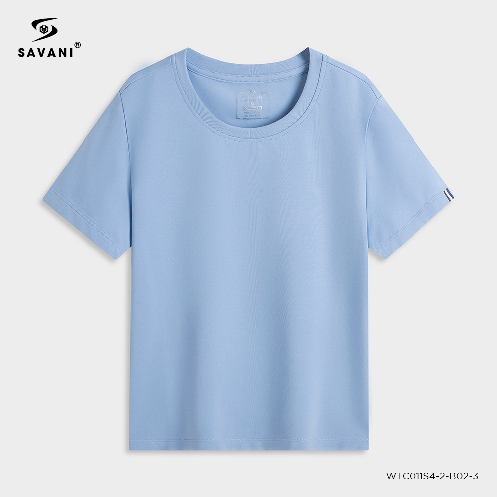 Áo Phông Nữ SAVANI Cổ Tròn, Áo T-Shirt Nữ Chất Cotton Mềm Mịn, Thấm Hút Mồ Hôi Tốt WTC011S4
