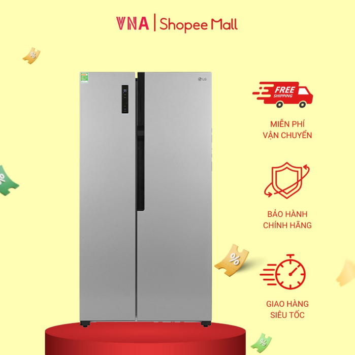 Tủ lạnh LG Side by Side GR-B256JDS 519 L Inverter màu bạc - Miễn phí giao hàng và lắp đặt