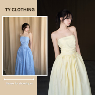 Đầm sọc xếp ngực- Hàng thiết kế-màu Xanh/Vàng- TYCLOTHING