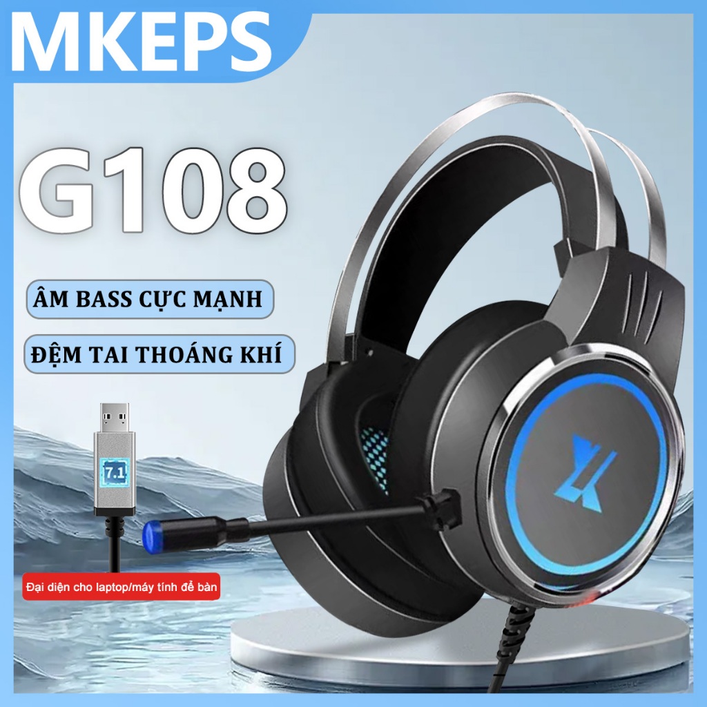 Tai nghe chụp tai có dây gaming MKEPS G108, Bass Mạnh, Chống Ồn, Đeo Thoải Mái 8 Giờ