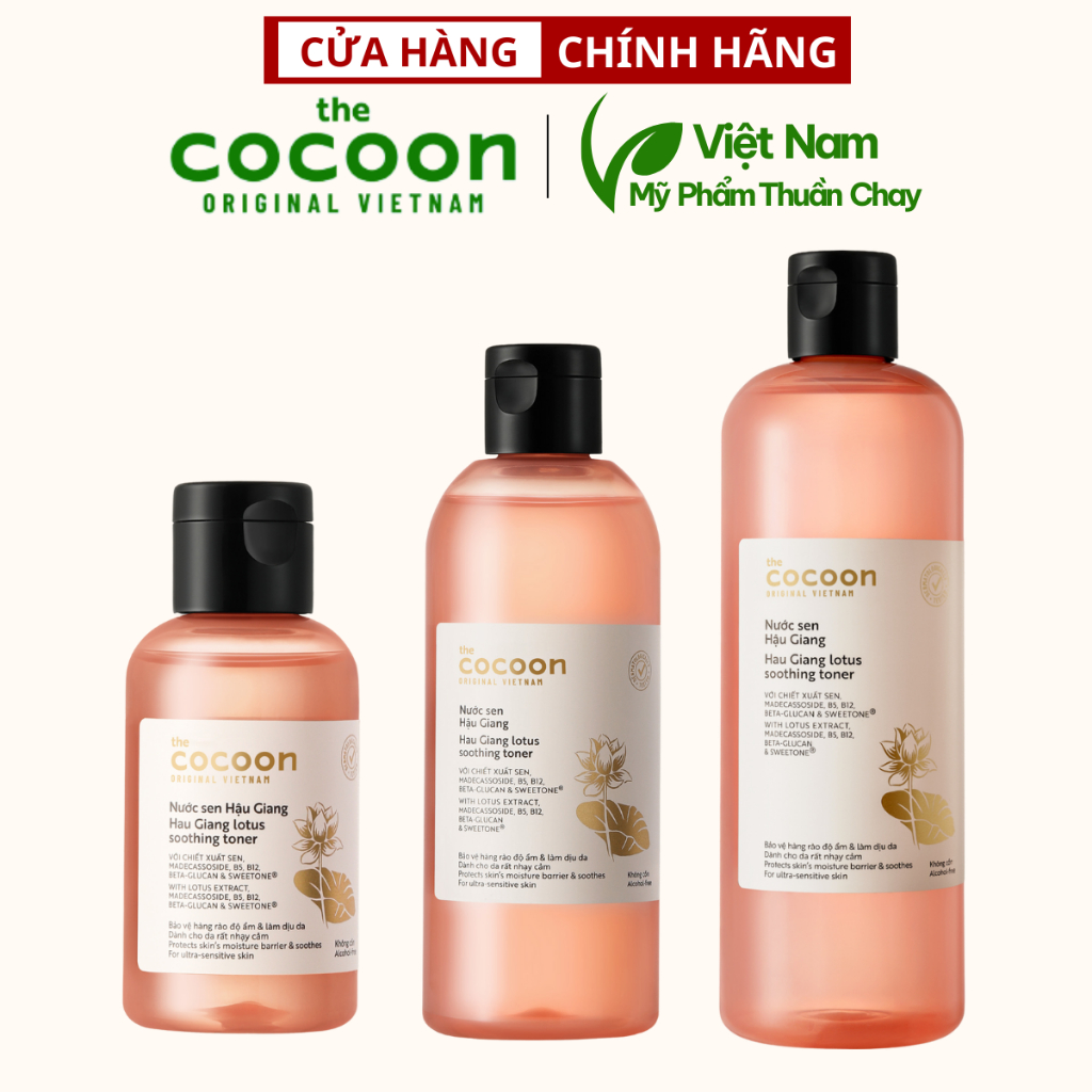 Bộ 3 Nước sen Hậu Giang (toner) giúp phục hồi đa nhiệm cho da cocoon 140ML / 310ML / 500ML