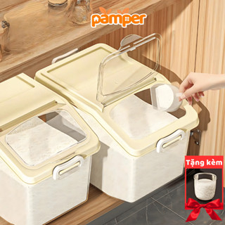 Hũ Đựng Gạo 10kg, 15kg, 20kg Nắp Lật PAMPER Chống Côn Trùng, Ẩm Mốc, Thùng Đựng Gạo, Ngũ Cốc, Đồ Khô