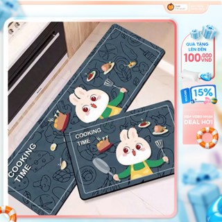 Bộ 2 thảm lau chân trải sàn nhà bếp phòng tắm, chống trượt, thấm hút cao cấp - CAM CHĂN GA GỐI