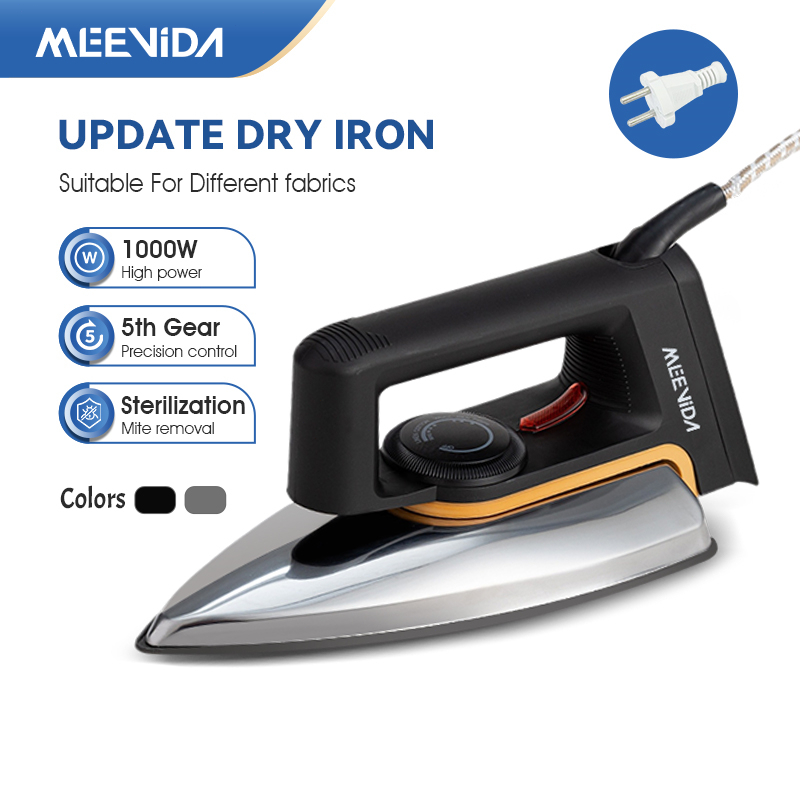 MEEVIDA Bàn ủi khô, chống cháy, siêu nhẹ,Bàn ủi điện cầm tay Nhôm 5 mức nhiệt độ 1000w BH 24Tháng