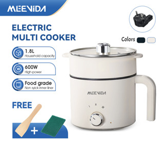MEEVIDA Nồi Lẩu Điện Mini 2 Tầng 1,8L,Nồi Điện Nấu Mì Đa Năng  Kèm Xửng Hấp 3 Mức Nhiệt BH 12 Tháng