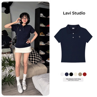 Áo POLO BABYTEE Local Brand Lavi Studio / Logo Thêu Đứng Form Hách Dáng Ôm Body