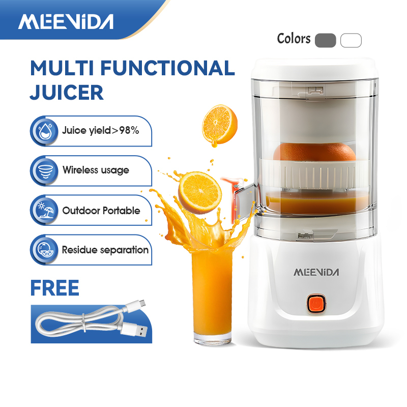 MEEVIDA Máy Vắt Cam Tự Động Ép Hoa Quả Đa Năng Máy Ép Cam Máy Ép Trái Cây Sạc USB Pin 1300mAh