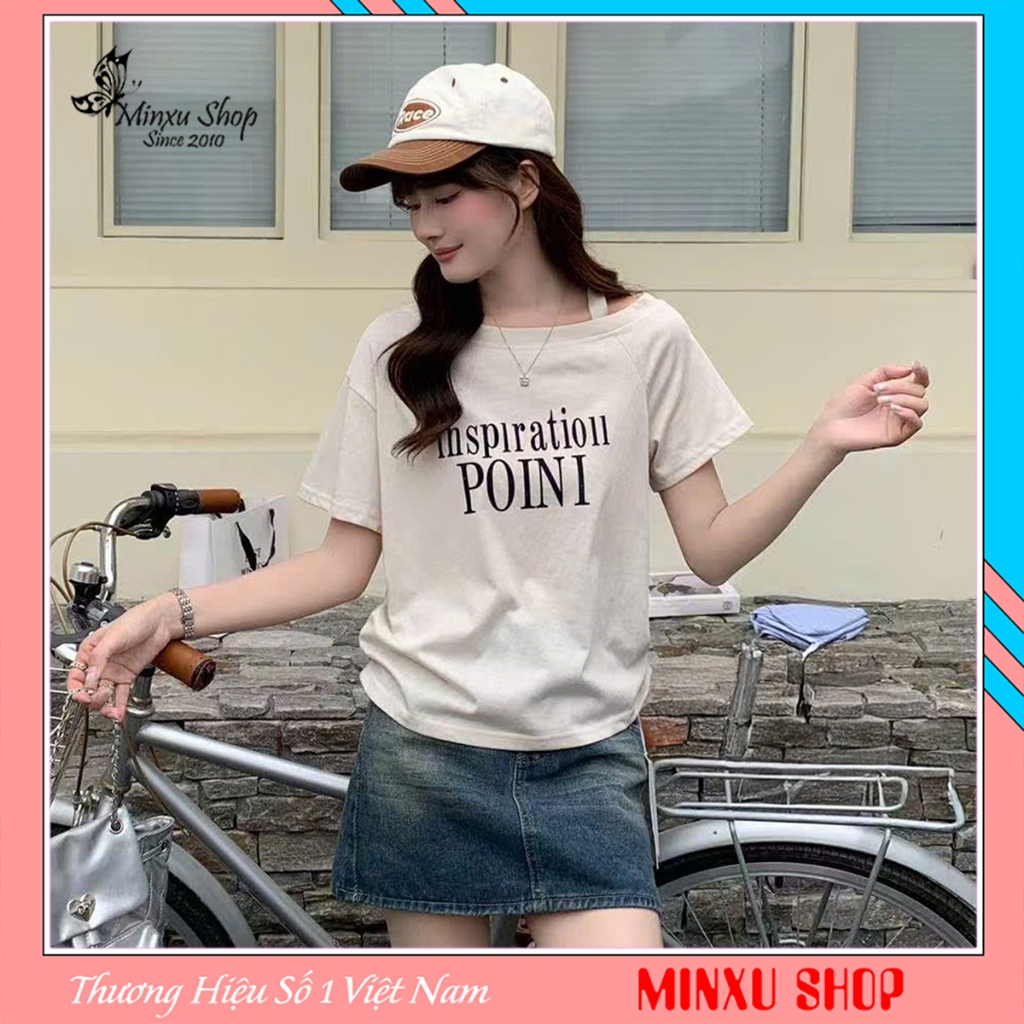Áo Phông Giấy Trễ Vai Kèm Dây Cá Tính Hàng QC Minxu Shop CK72