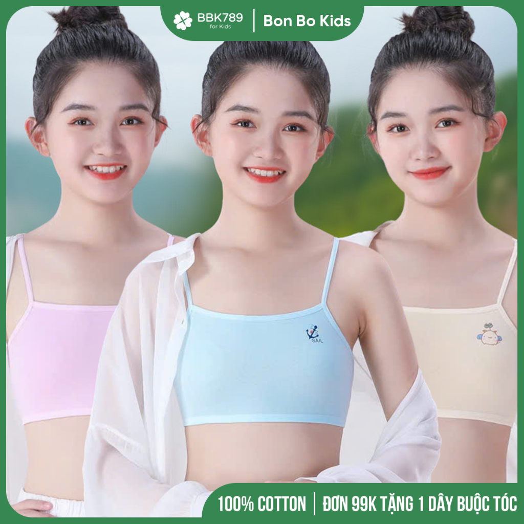 (BBK789) AL04 Áo Lá Không Mút Dây Nhỏ, Áo lá học sinh cấp 2, áo lót học sinh cấp 2, Cotton kháng khu