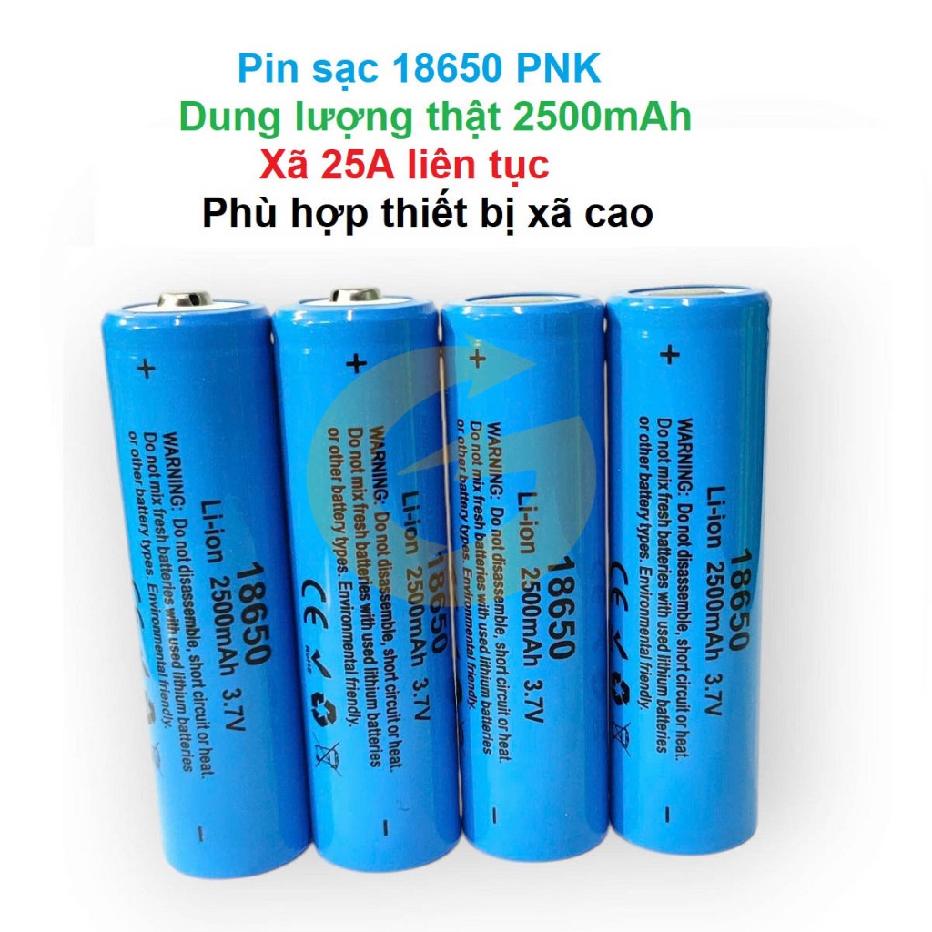 [P67] Pin sạc 18650 Hãng PNK 2500mAh xã cực cao 25A mới 100% chuyên cho khoan, thiết bị cầm tay