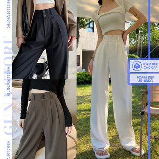 Quần ống rộng nữ có big size, quần culottes dài 100cm cạp bản to 7cm lưng cao hack dáng .