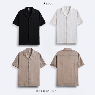 Áo Sơ Mi Ngắn Tay Nam  ATINO Vải Đũi Gân Thoáng Mát Trẻ Trung Form Regular L.3.4937
