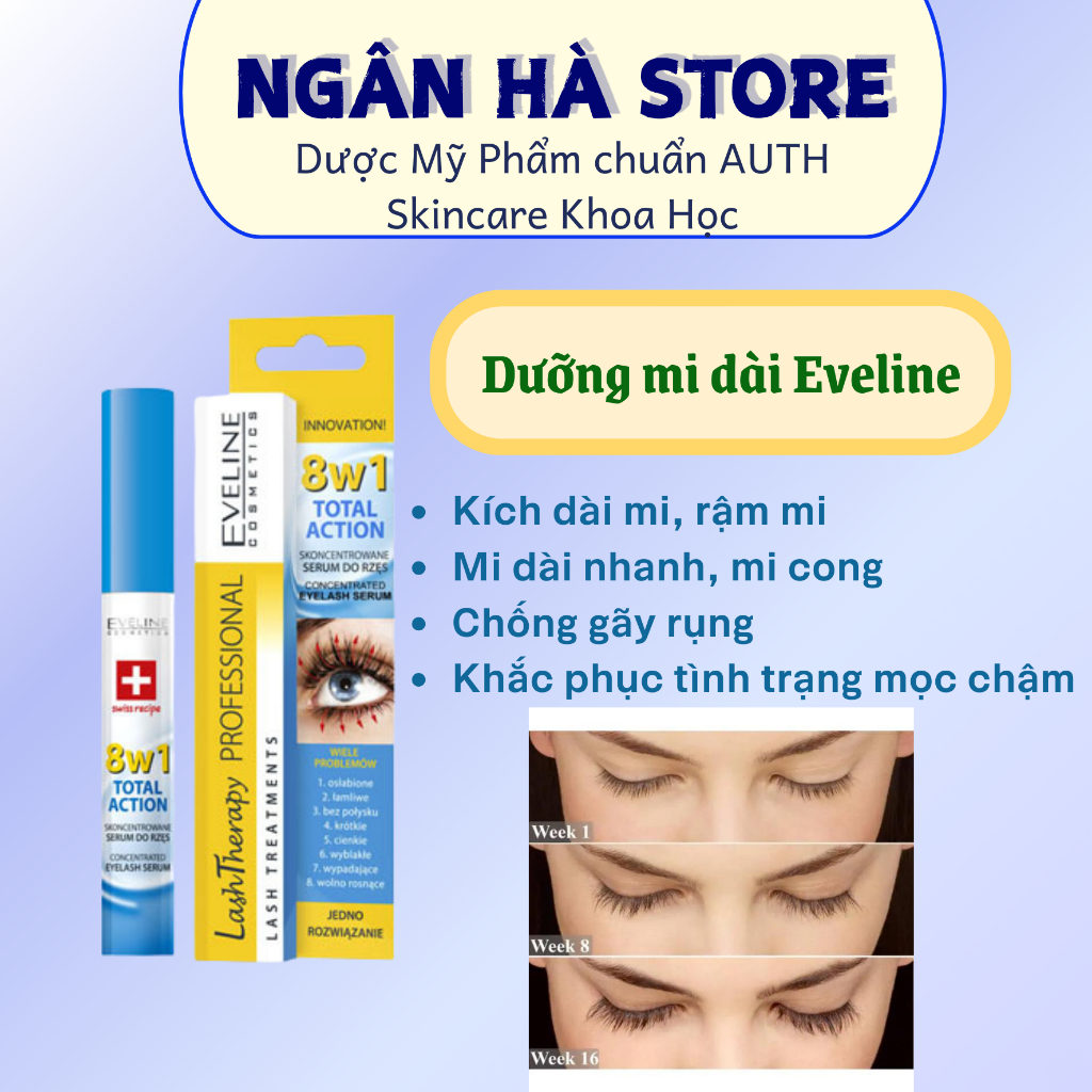 Tinh Chất dưỡng mi Eveline 8in1 - Dưỡng dài dày & cong mi Eveline