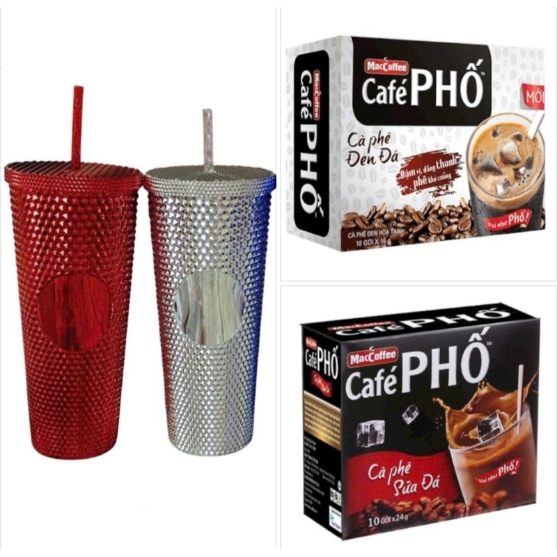 Combo 2 hộp cafe phố và ly giữ nhiệt siêu to 710ml - cafe phố kèm ly giữ nhiệt