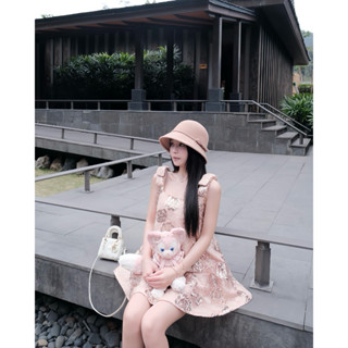 Brand Cherie - DARLIN DRESS Váy phối nơ tafta hoa lưới lấp lánh