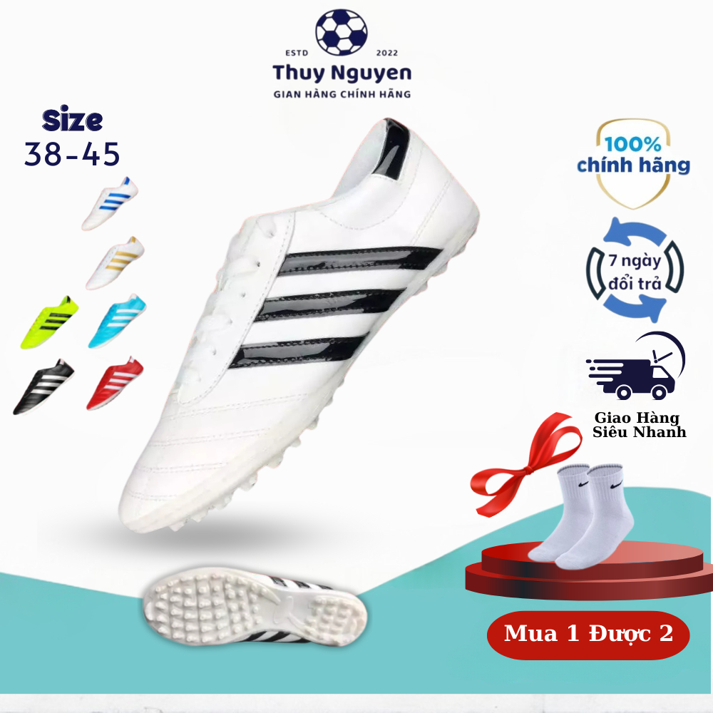 Giày đá bóng, giày đá banh ba sọc chính hãng WIKA khâu full đế dành cho dân phủi, giày bám sân dế đinh ôm chân sút lực